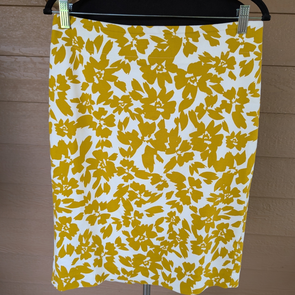Loft Floral Yellow and White Pencil Skirt